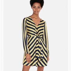 Express Navy and Yellow Striped Dress - M